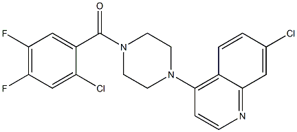 (2-chloro-4,5-difluorophenyl)-[4-(7-chloroquinolin-4-yl)piperazin-1-yl]methanone Struktur