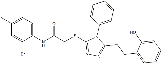 N-(2-bromo-4-methylphenyl)-2-[[5-[2-(2-hydroxyphenyl)ethyl]-4-phenyl-1,2,4-triazol-3-yl]sulfanyl]acetamide Struktur