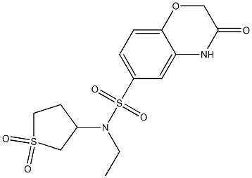 N-(1,1-dioxothiolan-3-yl)-N-ethyl-3-oxo-4H-1,4-benzoxazine-6-sulfonamide Struktur