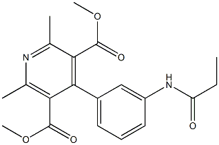 dimethyl 2,6-dimethyl-4-[3-(propanoylamino)phenyl]pyridine-3,5-dicarboxylate Struktur