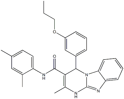 N-(2,4-dimethylphenyl)-2-methyl-4-(3-propoxyphenyl)-1,4-dihydropyrimido[1,2-a]benzimidazole-3-carboxamide Struktur