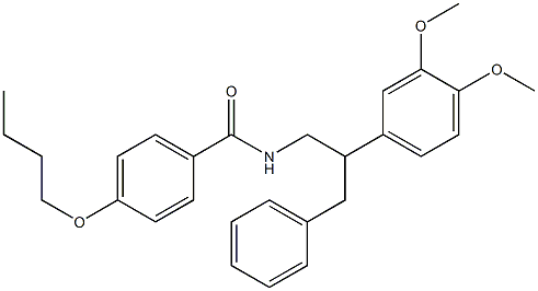 4-butoxy-N-[2-(3,4-dimethoxyphenyl)-3-phenylpropyl]benzamide Struktur