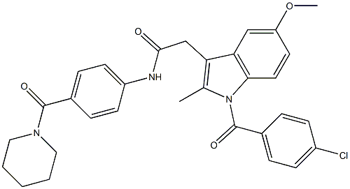 2-[1-(4-chlorobenzoyl)-5-methoxy-2-methylindol-3-yl]-N-[4-(piperidine-1-carbonyl)phenyl]acetamide Struktur