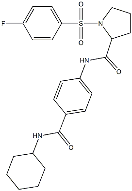 N-[4-(cyclohexylcarbamoyl)phenyl]-1-(4-fluorophenyl)sulfonylpyrrolidine-2-carboxamide Struktur