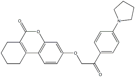 3-[2-oxo-2-(4-pyrrolidin-1-ylphenyl)ethoxy]-7,8,9,10-tetrahydrobenzo[c]chromen-6-one Struktur