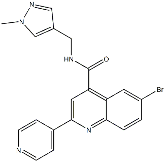 6-bromo-N-[(1-methylpyrazol-4-yl)methyl]-2-pyridin-4-ylquinoline-4-carboxamide Struktur