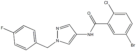 5-bromo-2-chloro-N-[1-[(4-fluorophenyl)methyl]pyrazol-4-yl]benzamide Struktur