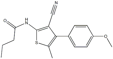 N-[3-cyano-4-(4-methoxyphenyl)-5-methylthiophen-2-yl]butanamide Struktur