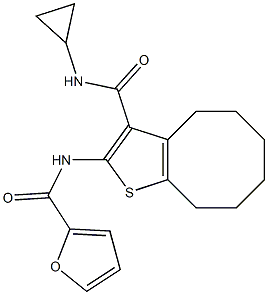 N-[3-(cyclopropylcarbamoyl)-4,5,6,7,8,9-hexahydrocycloocta[b]thiophen-2-yl]furan-2-carboxamide Struktur