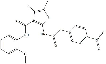 N-(2-methoxyphenyl)-4,5-dimethyl-2-[[2-(4-nitrophenyl)acetyl]amino]thiophene-3-carboxamide Struktur