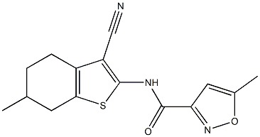 N-(3-cyano-6-methyl-4,5,6,7-tetrahydro-1-benzothiophen-2-yl)-5-methyl-1,2-oxazole-3-carboxamide Struktur