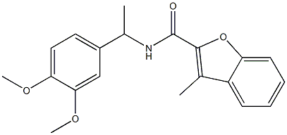 N-[1-(3,4-dimethoxyphenyl)ethyl]-3-methyl-1-benzofuran-2-carboxamide Struktur