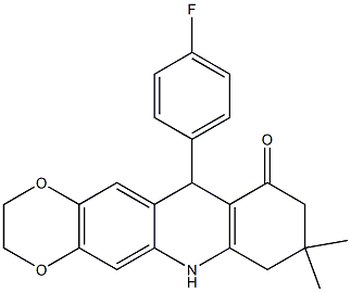 11-(4-fluorophenyl)-8,8-dimethyl-2,3,6,7,9,11-hexahydro-[1,4]benzodioxino[6,7-b]quinolin-10-one Struktur