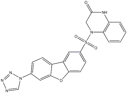 4-[7-(tetrazol-1-yl)dibenzofuran-2-yl]sulfonyl-1,3-dihydroquinoxalin-2-one Struktur