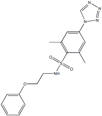 2,6-dimethyl-N-(2-phenoxyethyl)-4-(tetrazol-1-yl)benzenesulfonamide Struktur