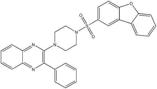 2-(4-dibenzofuran-2-ylsulfonylpiperazin-1-yl)-3-phenylquinoxaline Struktur