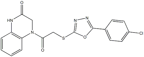 4-[2-[[5-(4-chlorophenyl)-1,3,4-oxadiazol-2-yl]sulfanyl]acetyl]-1,3-dihydroquinoxalin-2-one Struktur