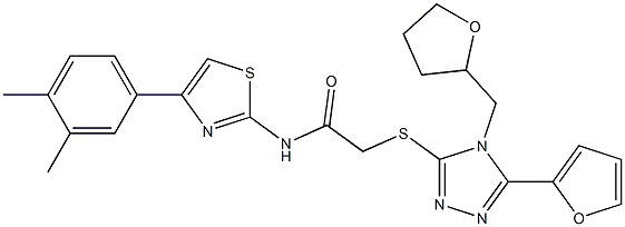 N-[4-(3,4-dimethylphenyl)-1,3-thiazol-2-yl]-2-[[5-(furan-2-yl)-4-(oxolan-2-ylmethyl)-1,2,4-triazol-3-yl]sulfanyl]acetamide Struktur