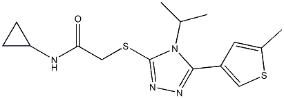 N-cyclopropyl-2-[[5-(5-methylthiophen-3-yl)-4-propan-2-yl-1,2,4-triazol-3-yl]sulfanyl]acetamide Struktur