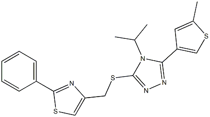 4-[[5-(5-methylthiophen-3-yl)-4-propan-2-yl-1,2,4-triazol-3-yl]sulfanylmethyl]-2-phenyl-1,3-thiazole Struktur