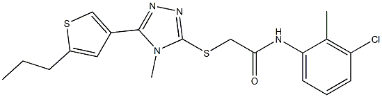 N-(3-chloro-2-methylphenyl)-2-[[4-methyl-5-(5-propylthiophen-3-yl)-1,2,4-triazol-3-yl]sulfanyl]acetamide Struktur