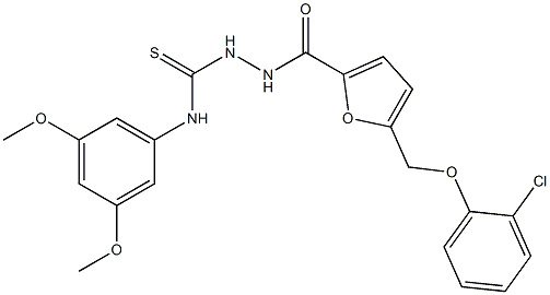 1-[[5-[(2-chlorophenoxy)methyl]furan-2-carbonyl]amino]-3-(3,5-dimethoxyphenyl)thiourea Struktur