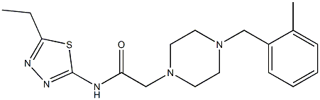 N-(5-ethyl-1,3,4-thiadiazol-2-yl)-2-[4-[(2-methylphenyl)methyl]piperazin-1-yl]acetamide Struktur