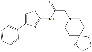 2-(1,4-dioxa-8-azaspiro[4.5]decan-8-yl)-N-(4-phenyl-1,3-thiazol-2-yl)acetamide Struktur