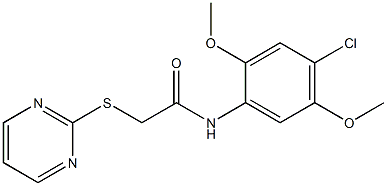 N-(4-chloro-2,5-dimethoxyphenyl)-2-pyrimidin-2-ylsulfanylacetamide Struktur