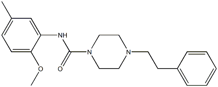 N-(2-methoxy-5-methylphenyl)-4-(2-phenylethyl)piperazine-1-carboxamide Struktur