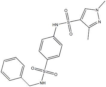 N-[4-(benzylsulfamoyl)phenyl]-1,3-dimethylpyrazole-4-sulfonamide Struktur