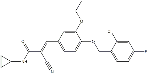 (E)-3-[4-[(2-chloro-4-fluorophenyl)methoxy]-3-ethoxyphenyl]-2-cyano-N-cyclopropylprop-2-enamide Struktur