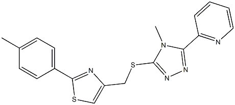 2-(4-methylphenyl)-4-[(4-methyl-5-pyridin-2-yl-1,2,4-triazol-3-yl)sulfanylmethyl]-1,3-thiazole Struktur