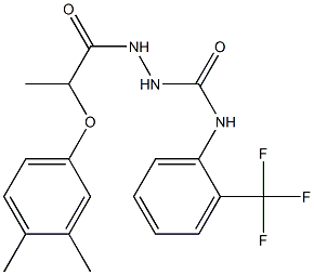 1-[2-(3,4-dimethylphenoxy)propanoylamino]-3-[2-(trifluoromethyl)phenyl]urea Struktur