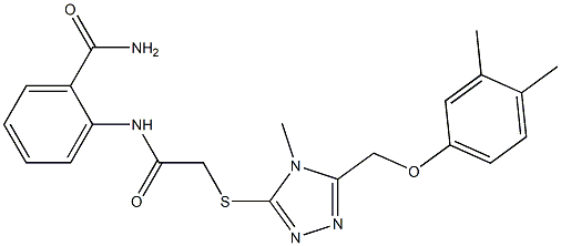 2-[[2-[[5-[(3,4-dimethylphenoxy)methyl]-4-methyl-1,2,4-triazol-3-yl]sulfanyl]acetyl]amino]benzamide Struktur