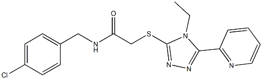 N-[(4-chlorophenyl)methyl]-2-[(4-ethyl-5-pyridin-2-yl-1,2,4-triazol-3-yl)sulfanyl]acetamide Struktur