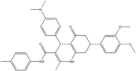 7-(3,4-dimethoxyphenyl)-4-[4-(dimethylamino)phenyl]-2-methyl-N-(4-methylphenyl)-5-oxo-4,6,7,8-tetrahydro-1H-quinoline-3-carboxamide Struktur