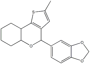 4-(1,3-benzodioxol-5-yl)-2-methyl-5a,6,7,8,9,9a-hexahydro-4H-thieno[3,2-c]chromene Struktur