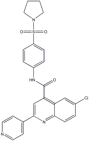 6-chloro-2-pyridin-4-yl-N-(4-pyrrolidin-1-ylsulfonylphenyl)quinoline-4-carboxamide Struktur