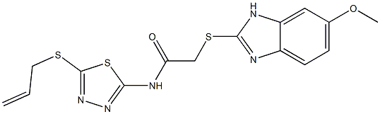 2-[(6-methoxy-1H-benzimidazol-2-yl)sulfanyl]-N-(5-prop-2-enylsulfanyl-1,3,4-thiadiazol-2-yl)acetamide Struktur