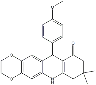 11-(4-methoxyphenyl)-8,8-dimethyl-2,3,6,7,9,11-hexahydro-[1,4]benzodioxino[6,7-b]quinolin-10-one Struktur