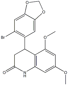 4-(6-bromo-1,3-benzodioxol-5-yl)-5,7-dimethoxy-3,4-dihydro-1H-quinolin-2-one Structure