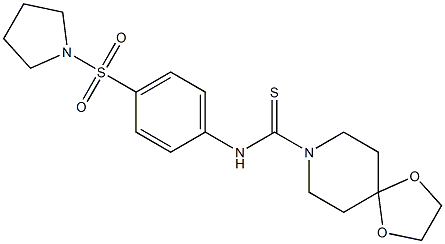 N-(4-pyrrolidin-1-ylsulfonylphenyl)-1,4-dioxa-8-azaspiro[4.5]decane-8-carbothioamide Struktur