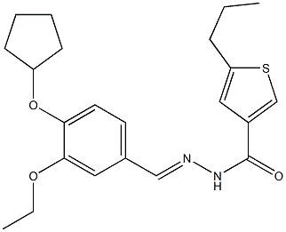 N-[(E)-(4-cyclopentyloxy-3-ethoxyphenyl)methylideneamino]-5-propylthiophene-3-carboxamide Struktur