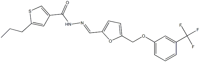 5-propyl-N-[(E)-[5-[[3-(trifluoromethyl)phenoxy]methyl]furan-2-yl]methylideneamino]thiophene-3-carboxamide Struktur