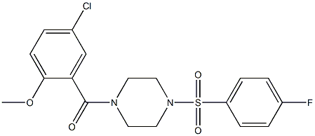 (5-chloro-2-methoxyphenyl)-[4-(4-fluorophenyl)sulfonylpiperazin-1-yl]methanone Struktur