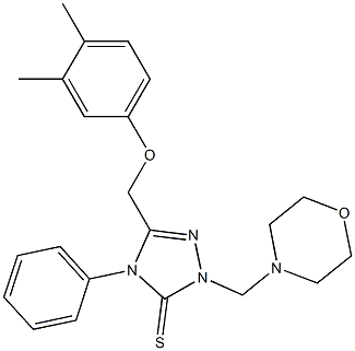 5-[(3,4-dimethylphenoxy)methyl]-2-(morpholin-4-ylmethyl)-4-phenyl-1,2,4-triazole-3-thione Struktur