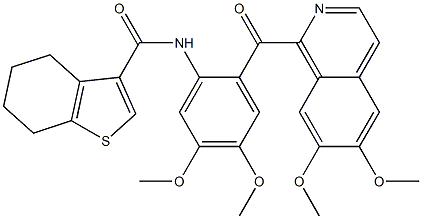 N-[2-(6,7-dimethoxyisoquinoline-1-carbonyl)-4,5-dimethoxyphenyl]-4,5,6,7-tetrahydro-1-benzothiophene-3-carboxamide Struktur