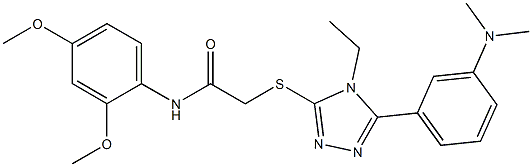 N-(2,4-dimethoxyphenyl)-2-[[5-[3-(dimethylamino)phenyl]-4-ethyl-1,2,4-triazol-3-yl]sulfanyl]acetamide Struktur