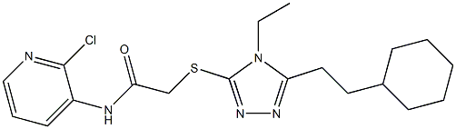 N-(2-chloropyridin-3-yl)-2-[[5-(2-cyclohexylethyl)-4-ethyl-1,2,4-triazol-3-yl]sulfanyl]acetamide Struktur